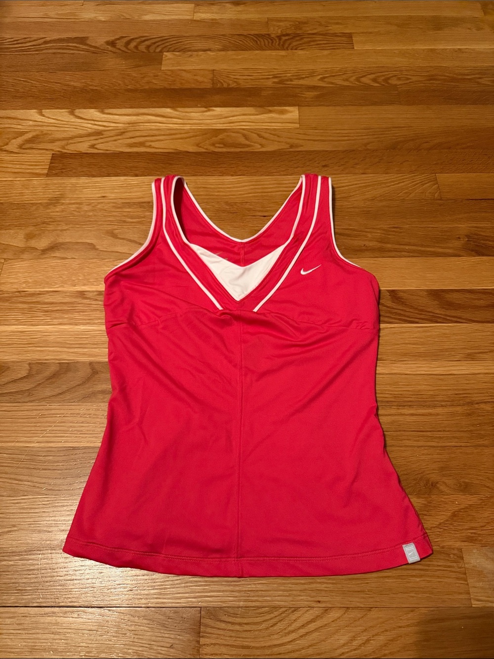 Nike Women’s Hot Pink V-Neck Athletic Tank with White Trim